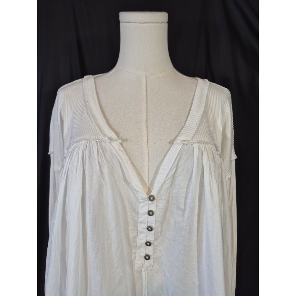 We The Free Free People Flowy Lyrical Slouchy Tunic Top Ivory Small - Picture 6 of 14